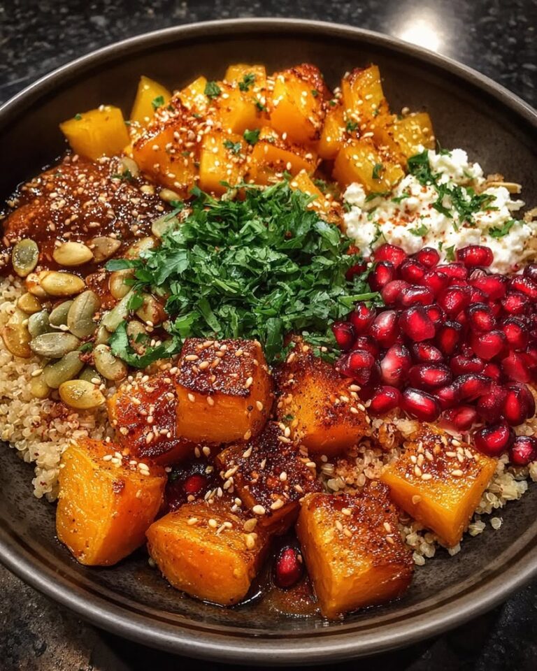 warm pomegranate butternut squash bowl